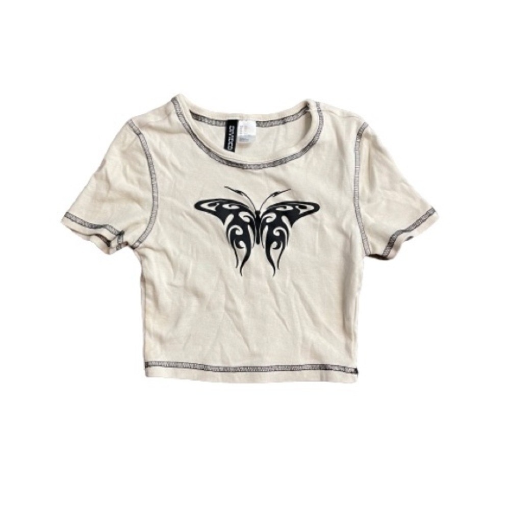 Divided H&M Crop Butterfly Shirt Size XS